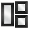 3-Piece Black Accent Mirror Set, (2) 8" x 8" Mirrors and (1) 8" x 20" Mirror, Black Finish