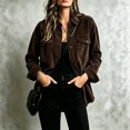 thumbnail image 5 of Domzest Corduroy Shirt Jacket Womens Oversized Button Down Lapel Shirt Jackets 2026 Fall Trendy Raw Hem Outerwear with Chest Pocket Brown L, 5 of 6