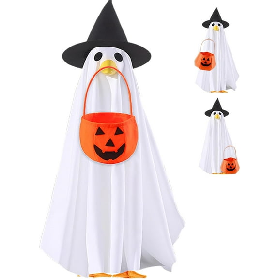 Halloween Ghost Goose Outfit 23" Lawn Porch Goose Clothes Fall Halloween Goose Costume for Halloween Garden Party,Funny Fall Goose Shirt Decor for Outdoor Patio Lawn Yard Decor