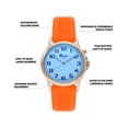 thumbnail image 3 of Bandini Womens Glow Watch - Washable Silicone Band - 28mm Analog Women's Easy Read Watch with Light, Light Up Watches, Quartz, White Dial, Big Numbers, Glow in Dark Hands - Rose Gold Tone / Orange, 3 of 6
