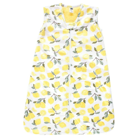 Hudson Baby Infant Girl Plush Faux Fur Sleeping Bag, Wearable Blanket, Lemon, 0-6 Months