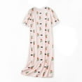 thumbnail image 2 of SWSMCLT Women's Cute Pjs Cotton Nightgown Cool Comfy Loose Sleepwear Long Soft V Neck Holiday Short Sleeve Pink Large, 2 of 4