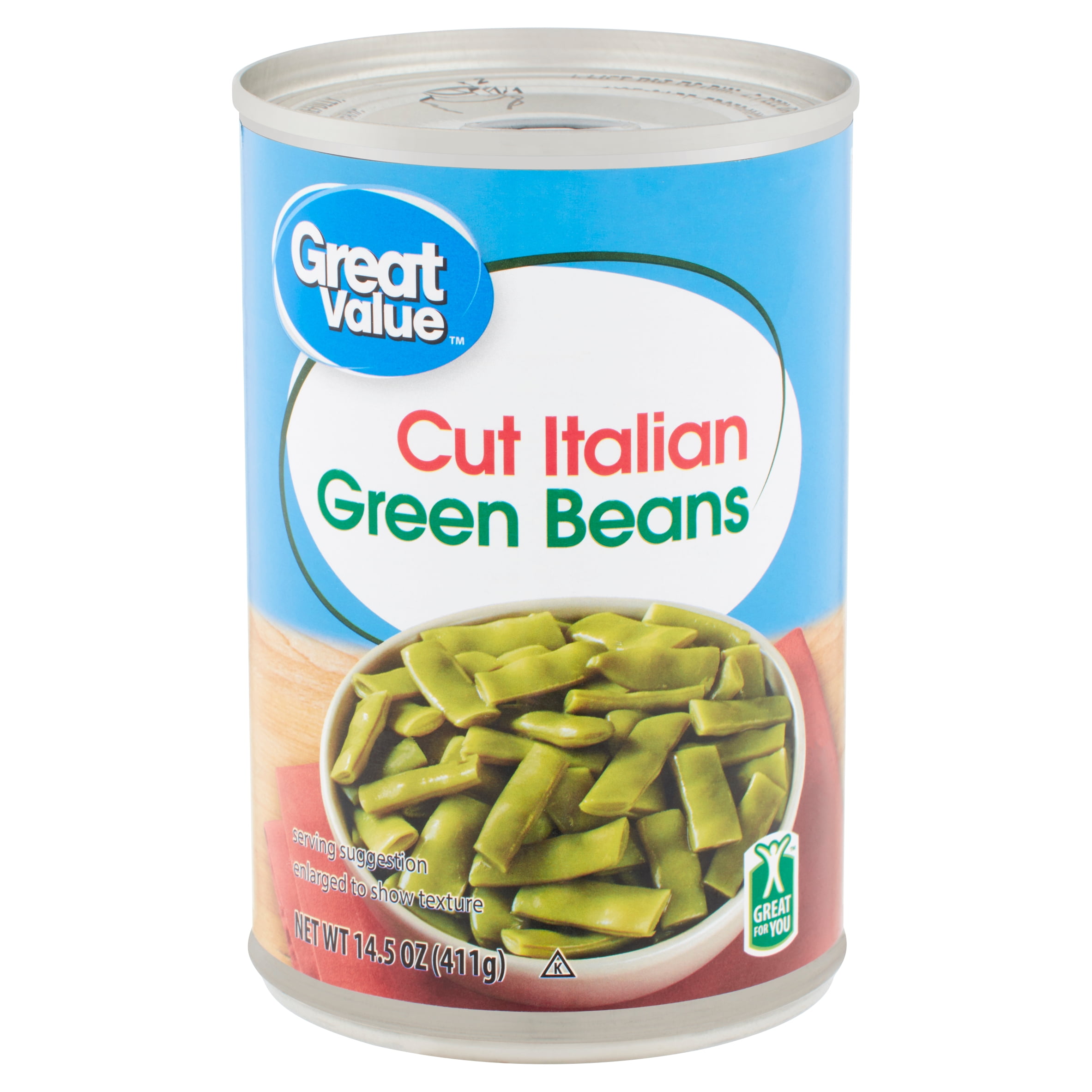 Great Value Cut Italian Green Beans, Canned Green Beans, 14.5 oz Can