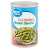 Great Value Cut Italian Green Beans, Canned Green Beans, 14.5 oz Can