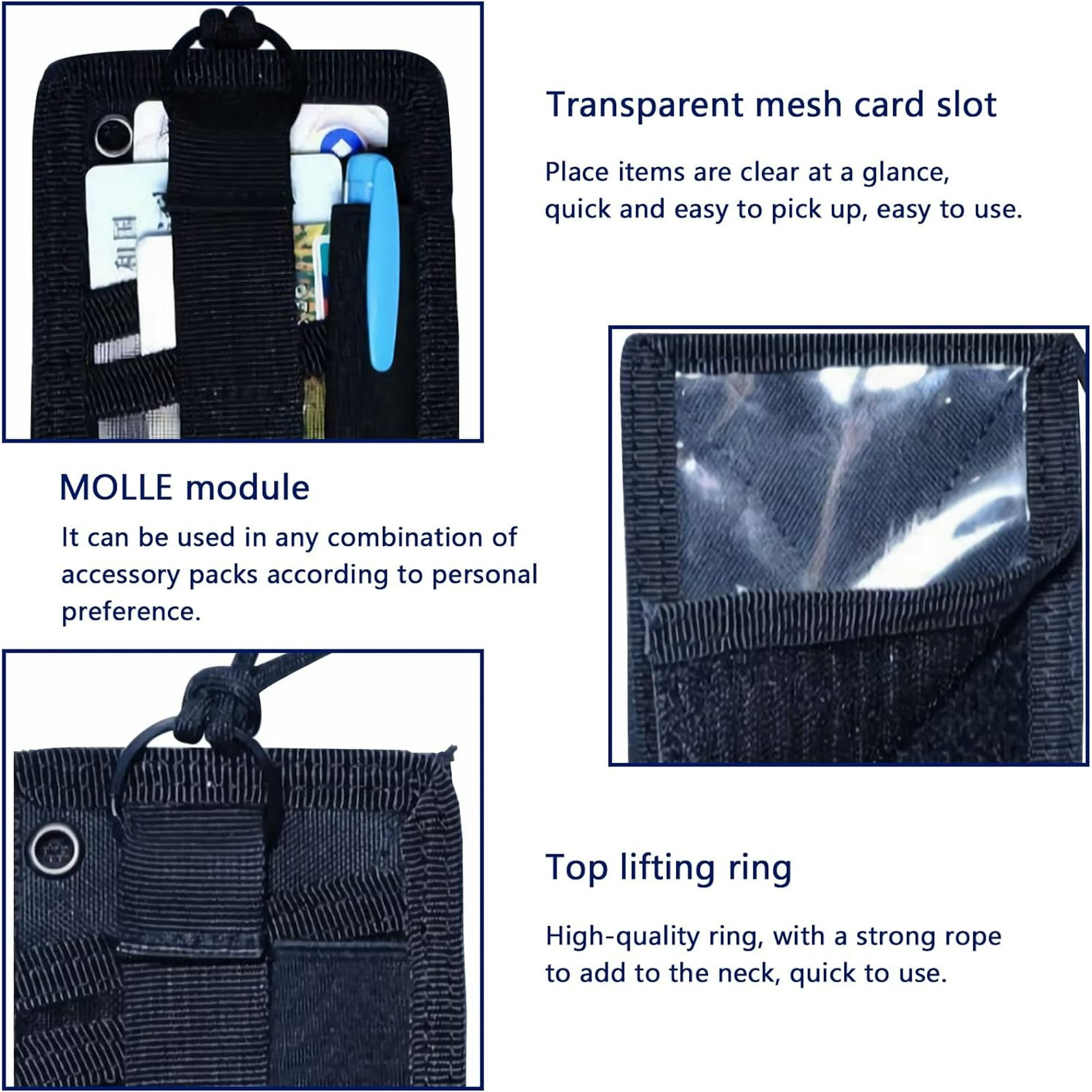 Junsice Nylon Badge Holder Badge Holder With Lanyard Elastic Nylon Mesh Card Holder With Pencil Holder For Id Card Neck Lanyard Black