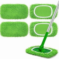Surpdew 4 Pack Reusable Microfiber Mop Pads Compatible With Flat Mop, Wet Pads Refill, Chenille Dry Sweeping Cloths, Washable Wet Mopping Cloths & Dry Cloths For Hardwood Floor Cleaning A