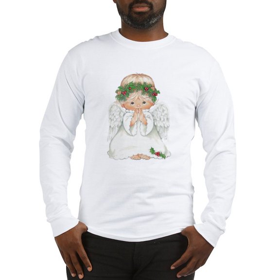 CafePress - Christmas Cute Baby Angel Praying Long Sleeve T Sh - Unisex Cotton Long Sleeve T-Shirt