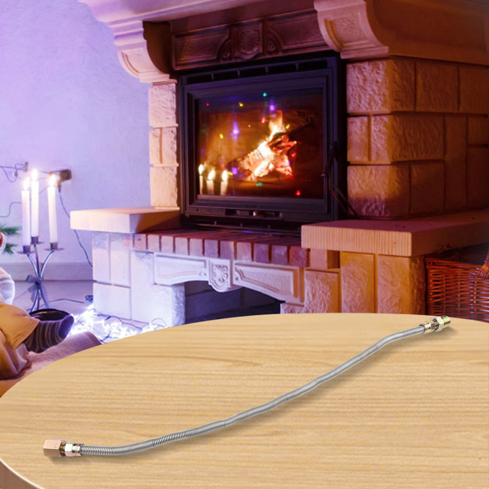 1/2" OD x 3/8" ID 24 In Flexible Gas Line Connector Kit for Fire Pits