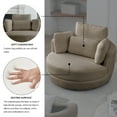 thumbnail image 3 of ARCTICSCORPION Modern Fabric Solid Print Swivel Barrel Chair with Moon Storage Ottoman, Coffee, 3 of 8