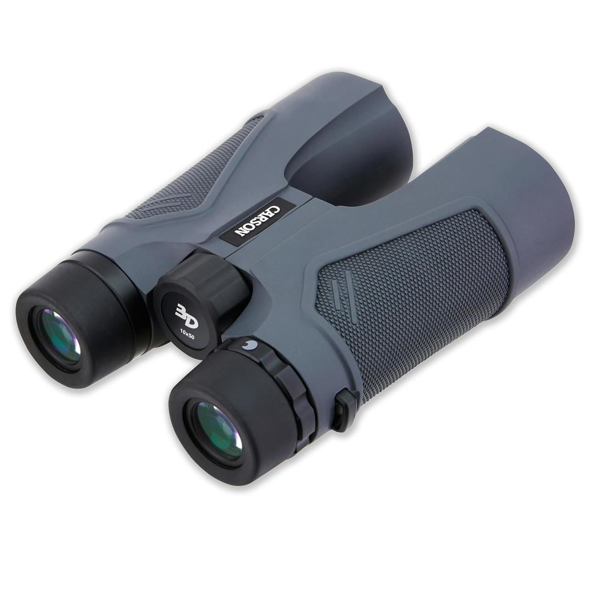 Carson 10x50mm 3D Series Water Proof Roof Prism Binocular with 5.0 Degree Angle of View, Gray, USA