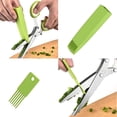 thumbnail image 3 of Juego de tijeras: tijeras de cocina multifuncionales con 5 hojas de acero inoxidable, 1 peine de limpieza y 1 cortador inteligente SAFE (verde) ER, 3 of 5