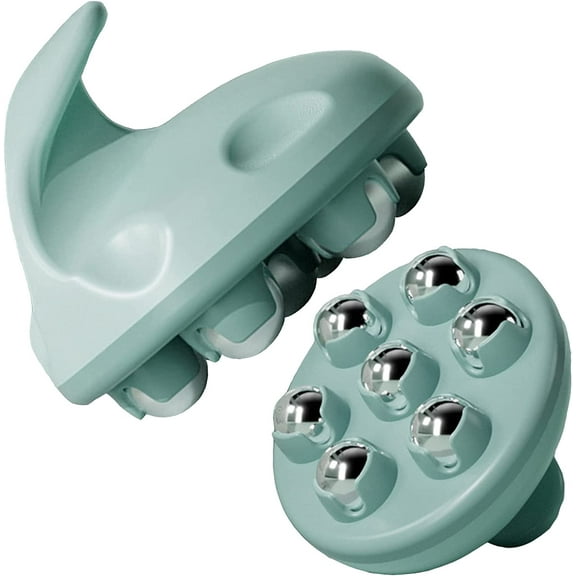 Hand Held Massager, Full Body Massage Tool with Roller Ball Massager Manual 360-degree-roller for Muscle Back Neck Joint Foot Shoulder Leg Pain Relief with Portable Design(Green)