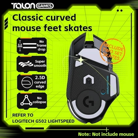 TALONGAMES Mouse Feet Skates For Logitech G502 Wireless Gaming Mouse, Gray, 2Sets
