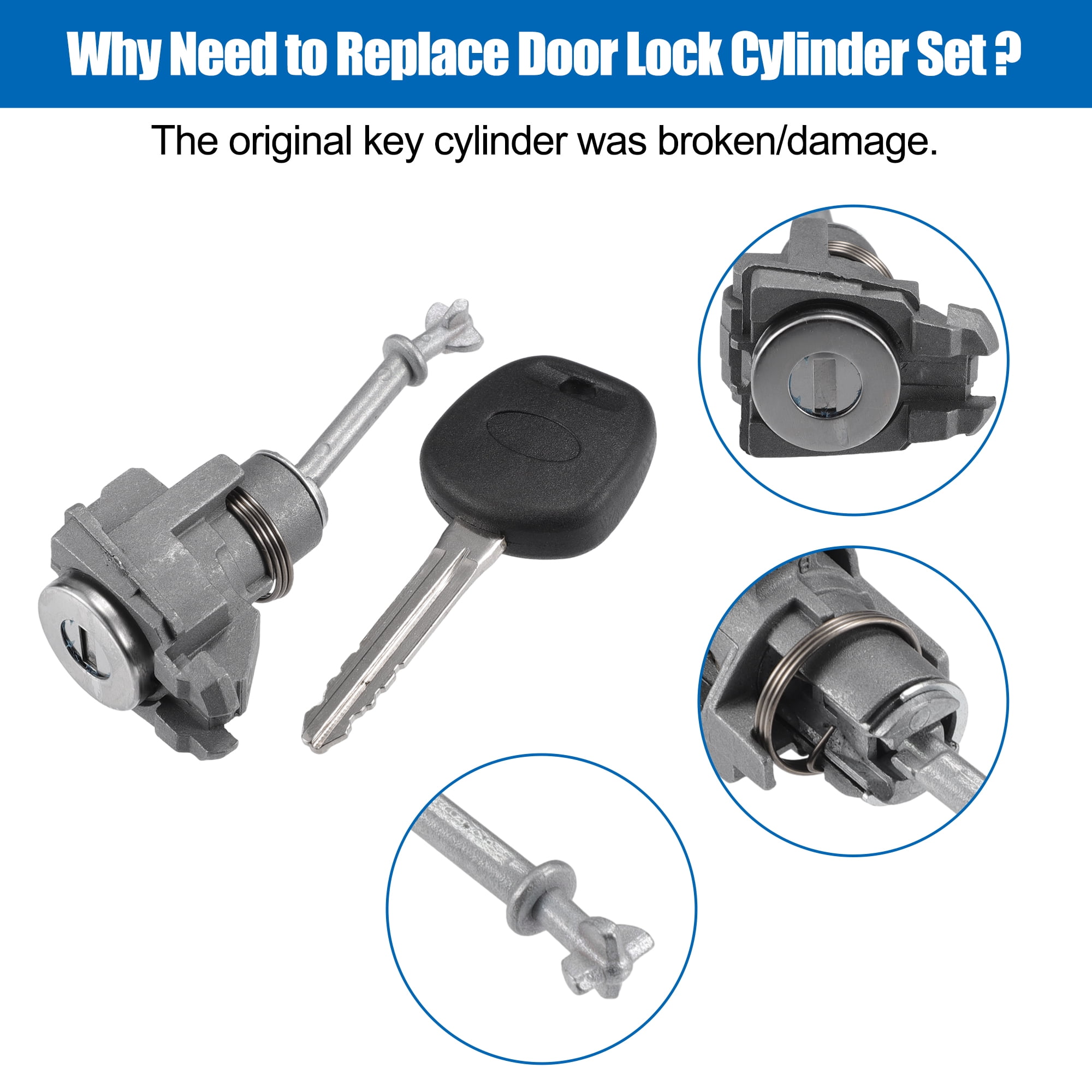 Unique Bargains Driver Side Door Lock Cylinder with Key for Toyota Camry 2002-2006