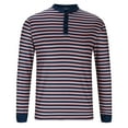 thumbnail image 3 of USNSM Men's Fashion Striped Printed Slim Fit Breathable Base Henley Shirt Casual Fitness Training T-Shirt Crew Neck Buttons Long Sleeve Pullover Tees Navy M, 3 of 5