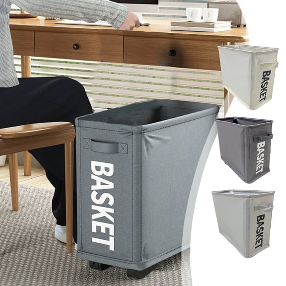 Laundry Basket with Wheels, Foldable Cloth Storage Bin for Dirty Clothes, Toys and Closet Organization, Portable Rolling Hamper for Bedroom and Bathroom