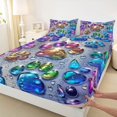 thumbnail image 4 of Homewish Neon Dog Paws Queen Sheets,Cartoon Pet Queen Sheet Sets,Gray,4-Piece,1 Flat Sheet, 1 Fitted Sheet and 2 Pillowcases, 4 of 6