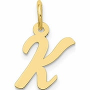 SWEET PEA JEWELLERY 10K Yellow Gold Small Script Initial K Charm (17 X 11) Made In United States -Jewelry By Sweet Pea