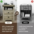 thumbnail image 5 of Nightstand with Charging Station, Farmhouse Nightstand with LED Lights, Modern Rustic Side Table with 2 Storage Drawers, Wooden End Table for Bedroom, Light Rustic Oak, 5 of 14
