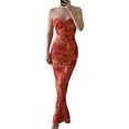 thumbnail image 1 of Coduop Womens Strapless Tube Dress Bodycon Long Dresses Floral Club Cocktail Night Midi Dress, 1 of 9