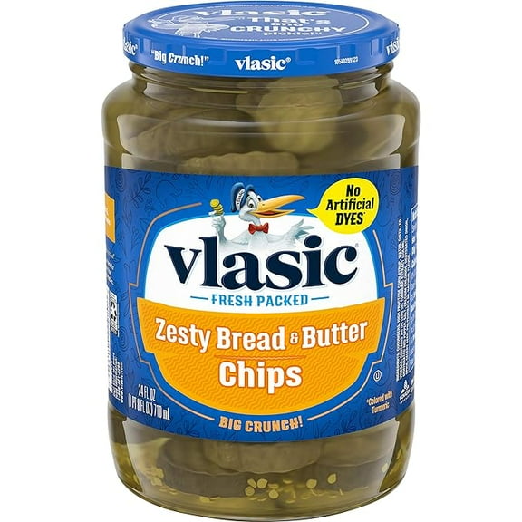 Pack of 1 Vlasic Zesty Bread and Butter Pickle Chips, Keto Friendly, 24 FL OZ