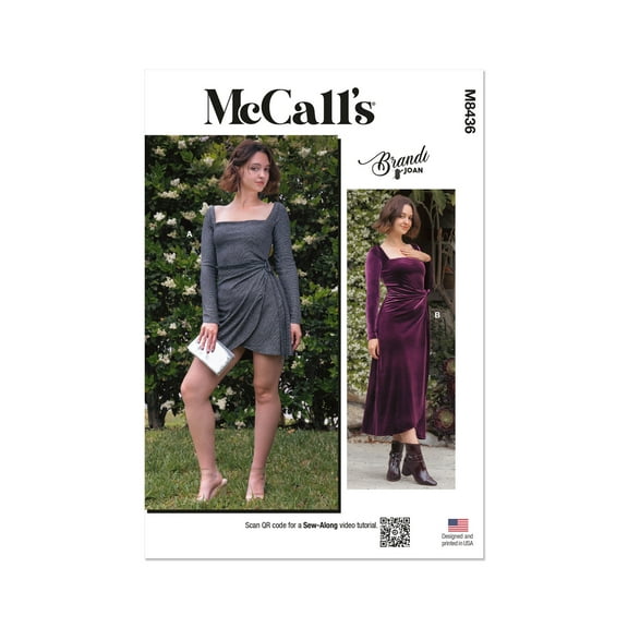 McCall's Sewing Pattern 8436 - Misses Knit Dress in Two Lengths by Brandi Joan, Size: H5 (6-8-10-12-14)