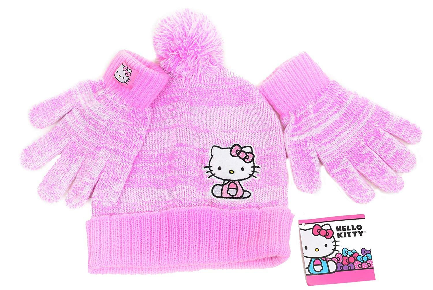 Hello Kitty Childrens Girls Winter Hat and Gloves Set