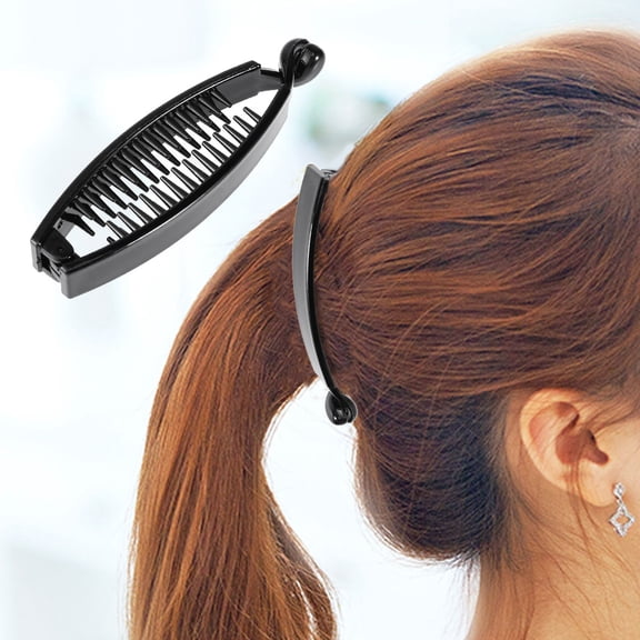 OUNONA 10Pcs Black Banana Hair Clip Wide Strong Claw Ponytail Holder Fastens Hair Smooth