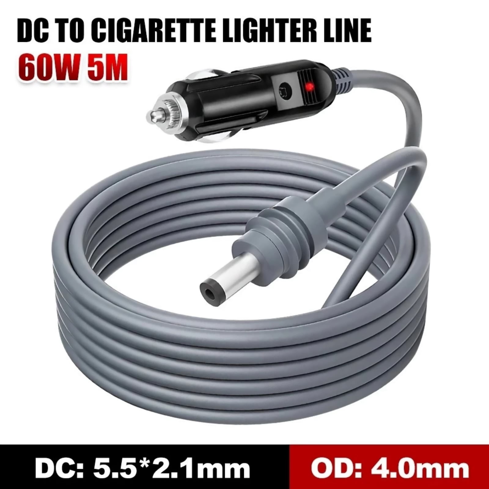 CSYANXING 18AWG DC Power Cable 5M Waterproof Structure 5.5*2.1mm Connector For Mini Satellite Dish Vehicle Power Supply