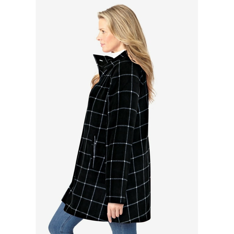 Woman Within Women s Plus Size Fleece Swing Funnel Neck Coat Walmart