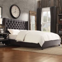 Weston Home Melford Wingback Tufted Platform King Bed, Dark Gray