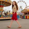 thumbnail image 2 of UACY Shorts for Girls Knee Length High Waisted Long Linen Shorts with Pockets Wide Leg Summer Lounge Baggy Linen Pants ﻿, 2 of 4