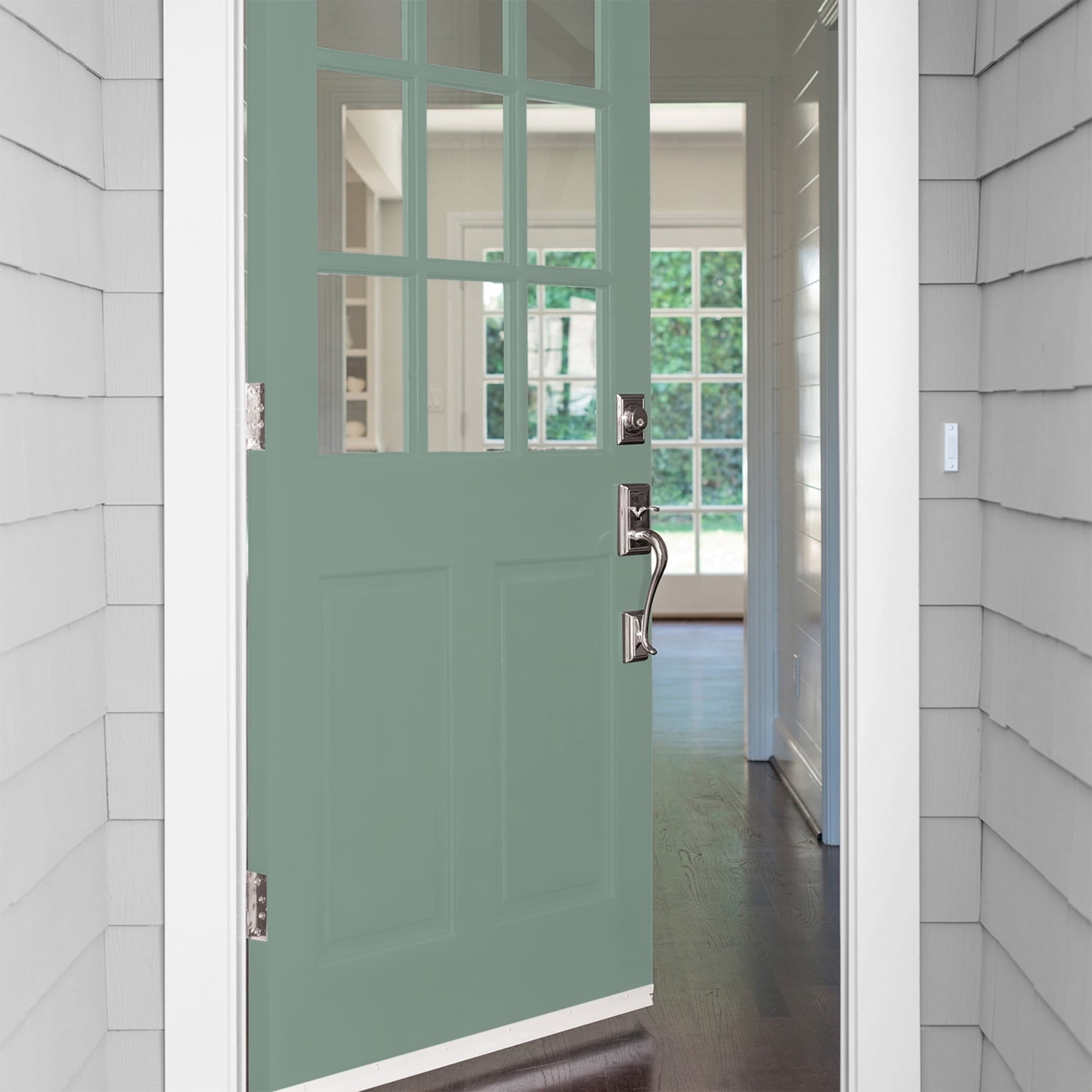 Glidden One Coat Paradise Found / Green Satin Exterior Paint with Primer, 1 Gallon