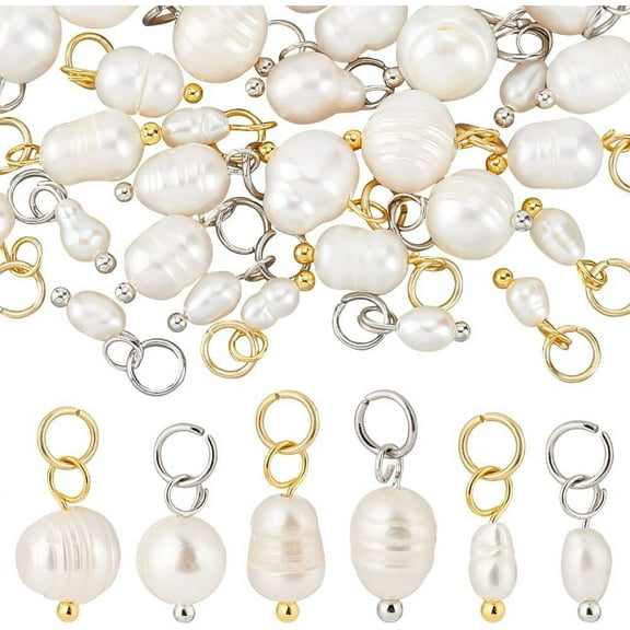 1 Set Natural Pearl Pendant Charms Pearl Bead Pendant with Loop Jewelry Connector for DIY Jewelry Making