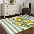 thumbnail image 5 of Sage Green Stripes Area Rug 3x5 Washable Rug Non Slip Summer Spring Botanical Lemon Leaves Large Area Rug Indoor Floor Carpet for Entryway Bedroom Kitchen Living Room Home Office Dining Room Nursery, 5 of 8
