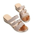 thumbnail image 2 of AXXD Womens Shoes Sandals Gold Wedge Summer Beach Mothers Day, 2 of 9