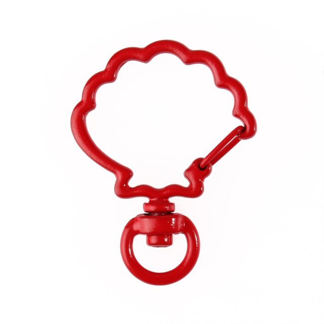 10pcs/Lot 2x40mm Metal Hollow Shell Shape Keychain Split Key Ring Swivel Lobster Clasp Connector For DIY Bag Belt Dog Mask Chains Red