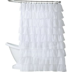 Shabby Ruffled Fabric Shower Curtain White Walmart Com