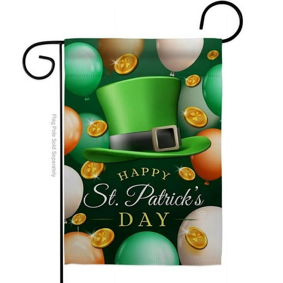 Ornament Collection G190052-BO Lucky Hat Springtime St Patrick Double-Sided Decorative Garden Flag, Multi Color