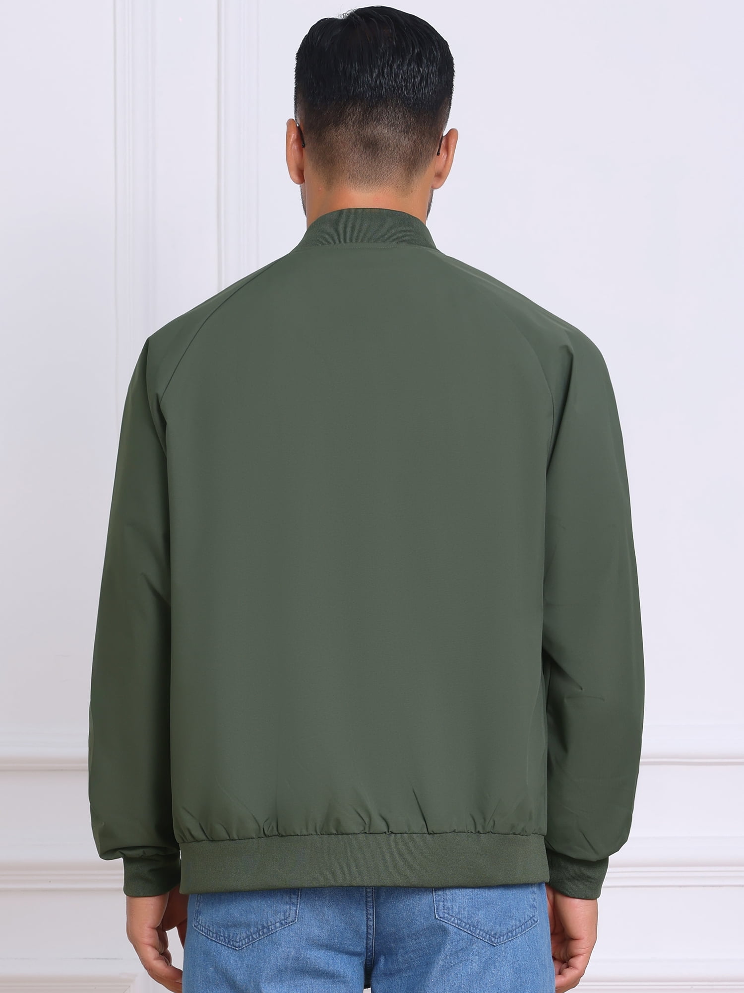 DARING DIVA Casual Stylish Lightweight Full Zip Up Bomber Jacket L Green