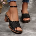 thumbnail image 3 of Dakaela Women's Heeled Sandals Open Toe Wedge Dress Casual Pumps Hollow out Backless Mules Orthopedic Bridal Party Wedding Shoes Size 6-10 Black, 3 of 8