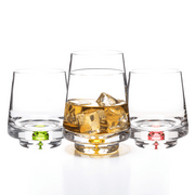 LEMONSODA Crystal Bubble Base Whiskey Glasses in 4 Colors - Set of 4 - Thick Weighted Bottom Whiskey Tumblers - 12.5 Fluid Ounces