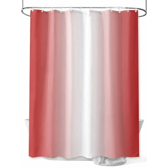 Red and Shower Curtain, White Gradient Waterproof Shower Curtain Set with 12 Hooks Lightweight Washable Fabric Shower Curtains for Bathroom 72x78 Inches