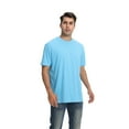 thumbnail image 4 of Zfeel Short Sleeve Crewneck T-Shirt, Men's 100% Cotton Super-Soft Blank Tee, Aquatic Blue, S, 4 of 6