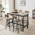 thumbnail image 4 of Bar Table Set with 4 Bar stools PU Soft seat with backrest, Grey, 47.24'' L x 23.62'' W x 35.43'' H, 4 of 9