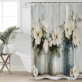 thumbnail image 2 of Small Stall Shower Curtain 48x72 Inch Narrow Half Size Camellia Flowers Bath Curtains Bathroom Decor Spring Floral Farmhouse Painting Retro Wood Waterproof Shower Curtain Set with Hooks 48 Inch, 2 of 6