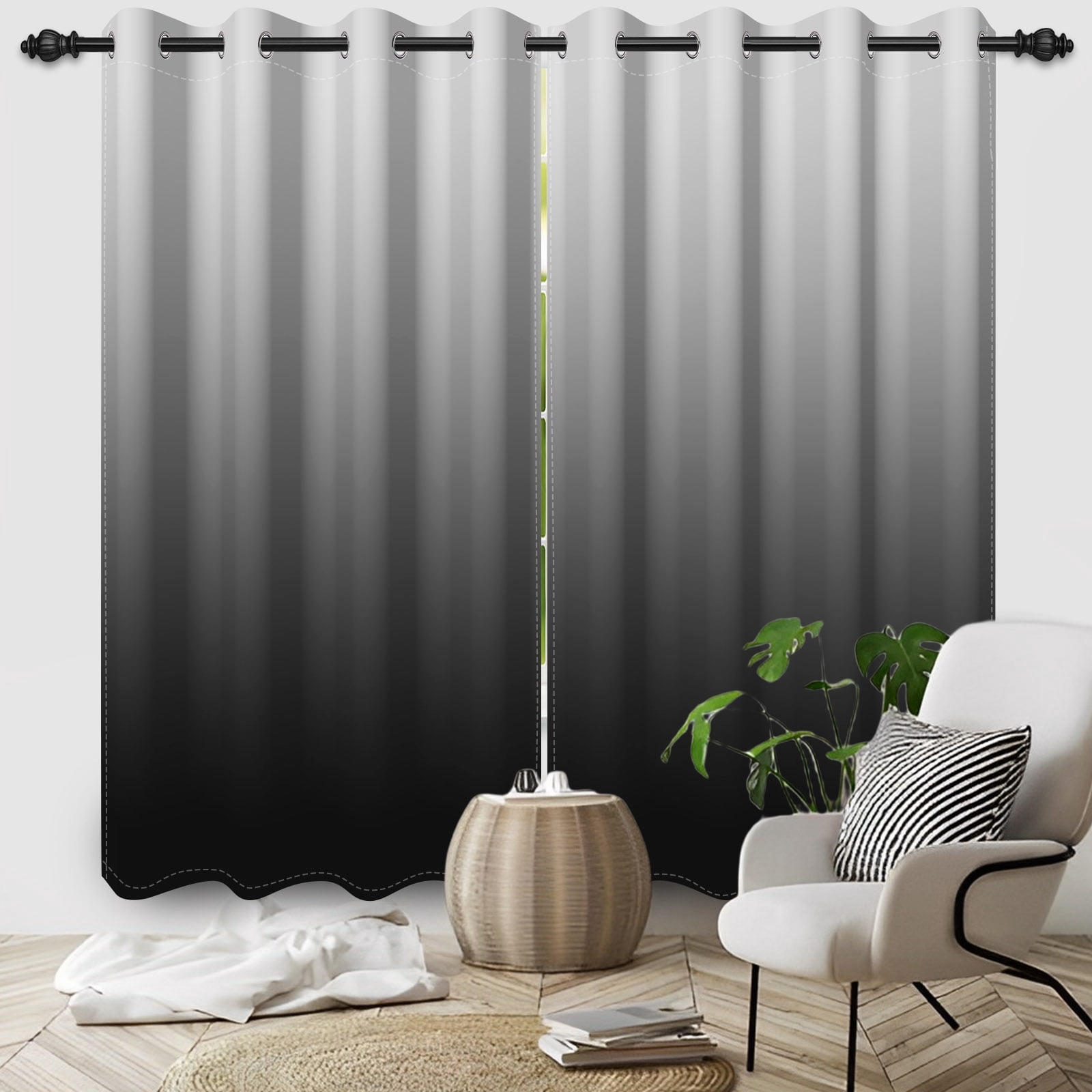 Nanqianyi Black Ombre Blackout Curtains with Grommet, Room Darkening Window Drapes for Living Room/Bedroom,2 Panels, 42x84 inches