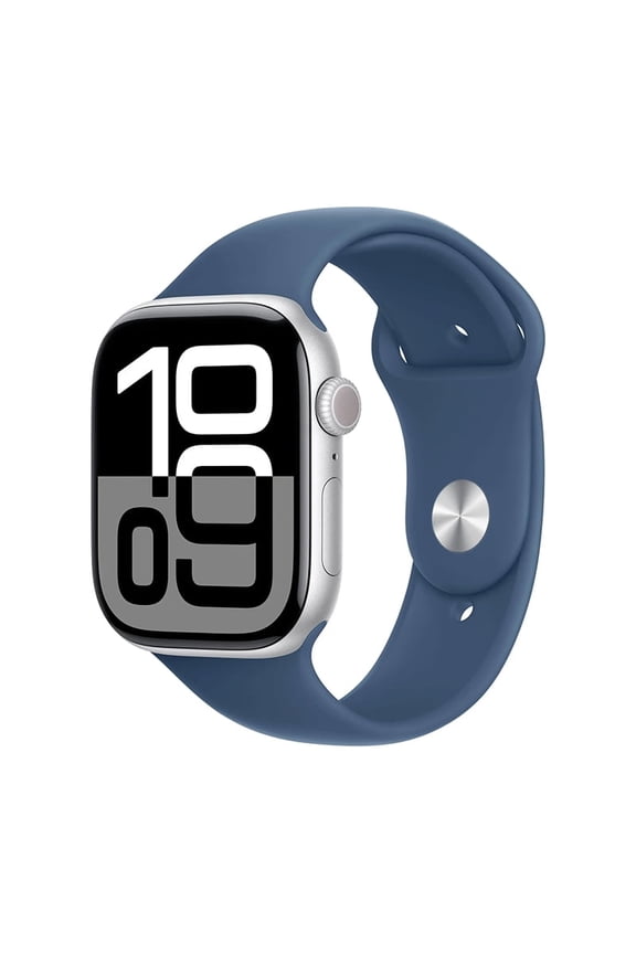 Pre-Owned Apple Watch Series 10 GPS 46mm Aluminum Case with Denim Sport Band - S/M - Silver