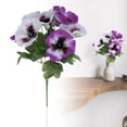 thumbnail image 2 of Artificial Pansy Flower Stems, Realistic Multicolor Fake Blooms with Green Leaves, Long Stem, Low Maintenance for Vase Arrangement, Home Decor, Wedding Party Floral Centerpieces, Indoor Use, 2 of 7