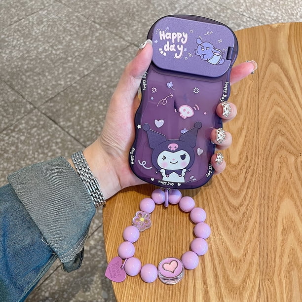 Sanrio kuromi-funda de teléfono con adornos para pulsera, carcasa transparente con espejo de maquillaje para Iphone 11, 12, 13, 14 Pro Max, X, Xs, Xr Fivean unisex